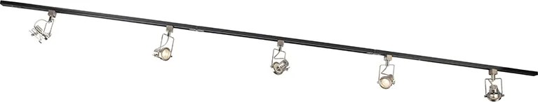 Koľajnicový systém s 5 reflektormi 1-fázový čierny s oceľou - Suplux