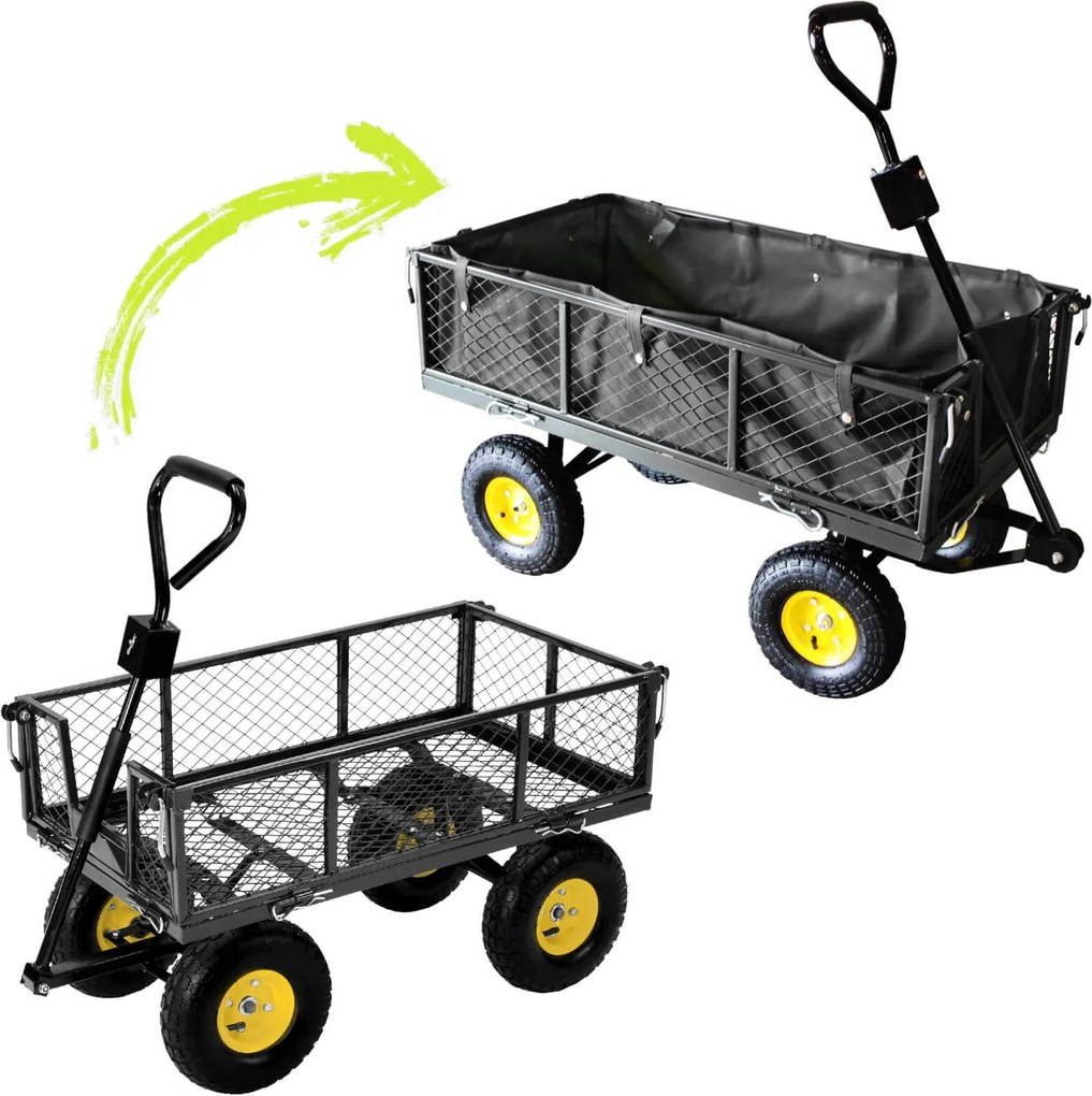 CH Čierny záhradný vozík s odnímateľnými bočnicami Loca M