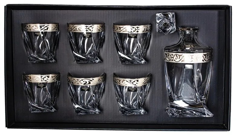 BOHEMIA PRESTIGE QUADRO BAROKO PLATINUM WHISKY SADA 1+6 KS