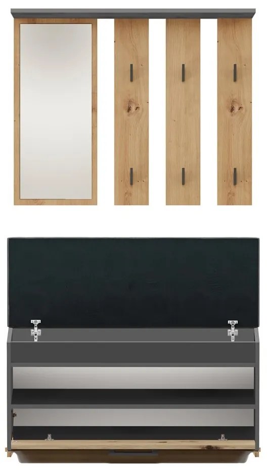 Predsieňová stena Parma antracit/dub artisan