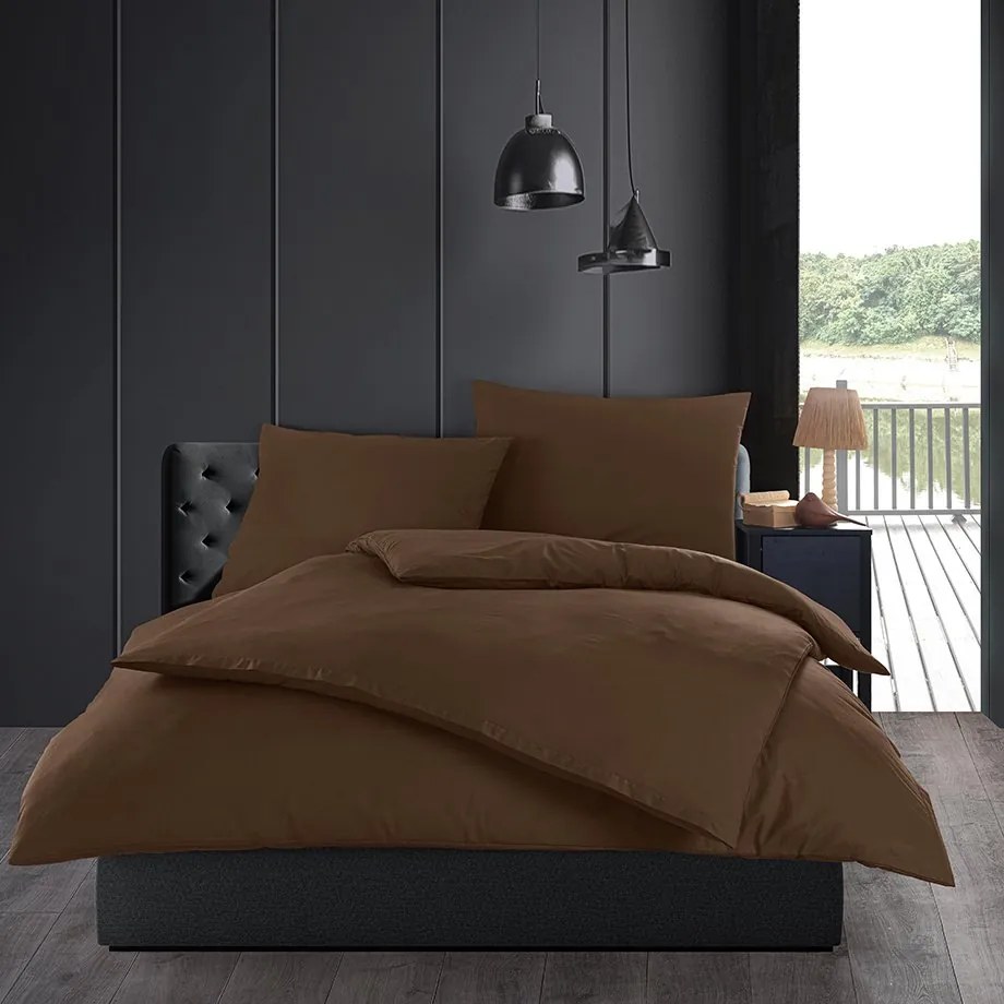 Bavlnené jednofarebné posteľné obliečky BedTex Exclusive Collection - hnedé - 100% bavlna - 70 x 90 cm + 140 x 200 cm