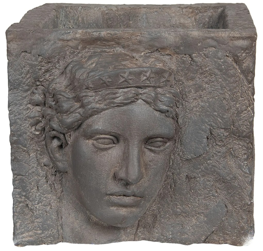 Šedý kvetináč s bustou v antickom štýle Géraud - 38*43*34 cm