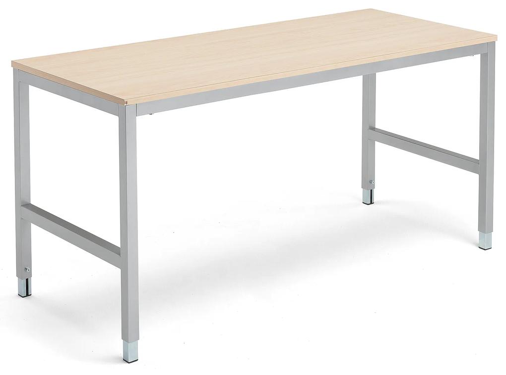 Pracovný stôl OPTION, 1600x700x720-900 mm, breza, strieborná