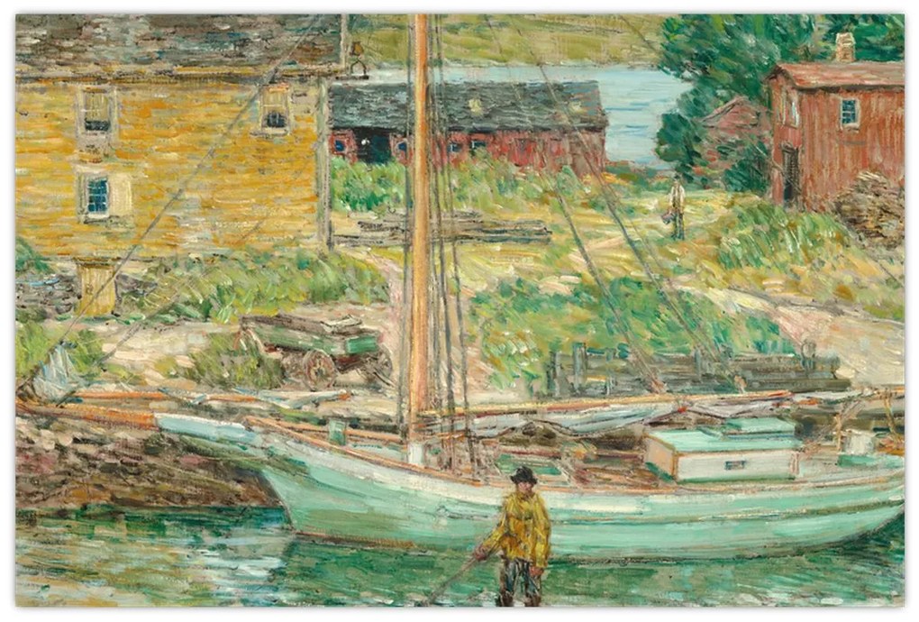 Obraz - Childe Hassam, Oyster Sloop, Cos Cob, reprodukcia (90x60 cm)