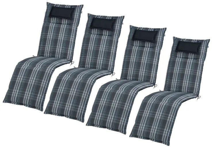 Livarno home Obojstranná podložka na kreslo Toronto, 167 x 50 x 7,5 cm, sivá, 4 kusy  (800006175)