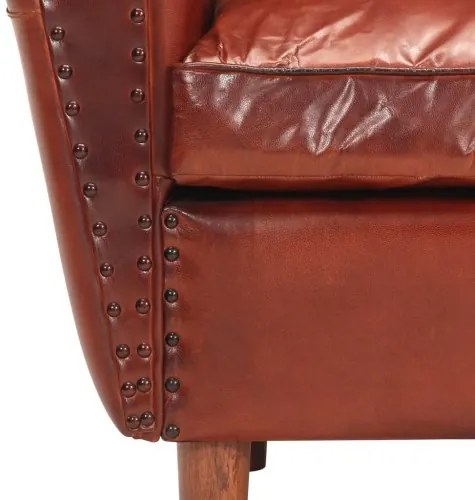 vidaXL Klubové kreslo, hnedé 77x65x79 cm, pravá koža-