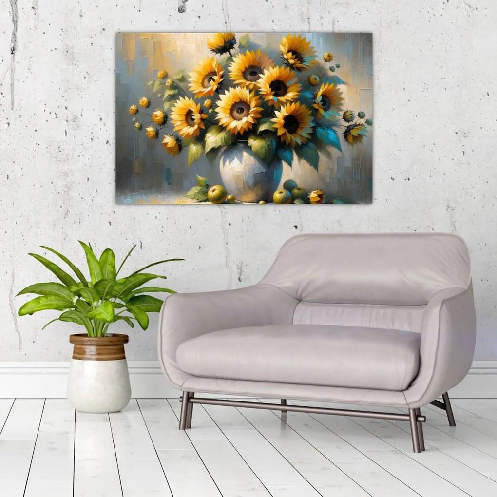 Obraz – Váza so slnečnicami (90x60 cm)