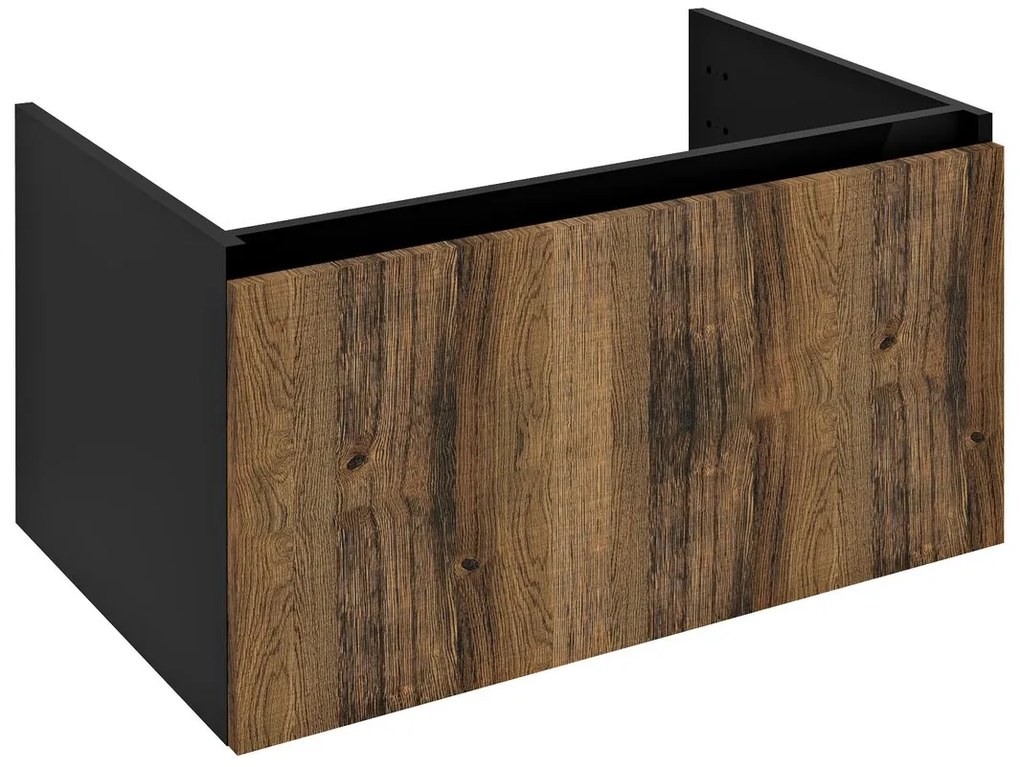 Sapho Sapho, LOREA umývadlová skrinka 80x44x51,2cm, 1x zásuvka, dub collingwood/čierna matná, LE080-1935