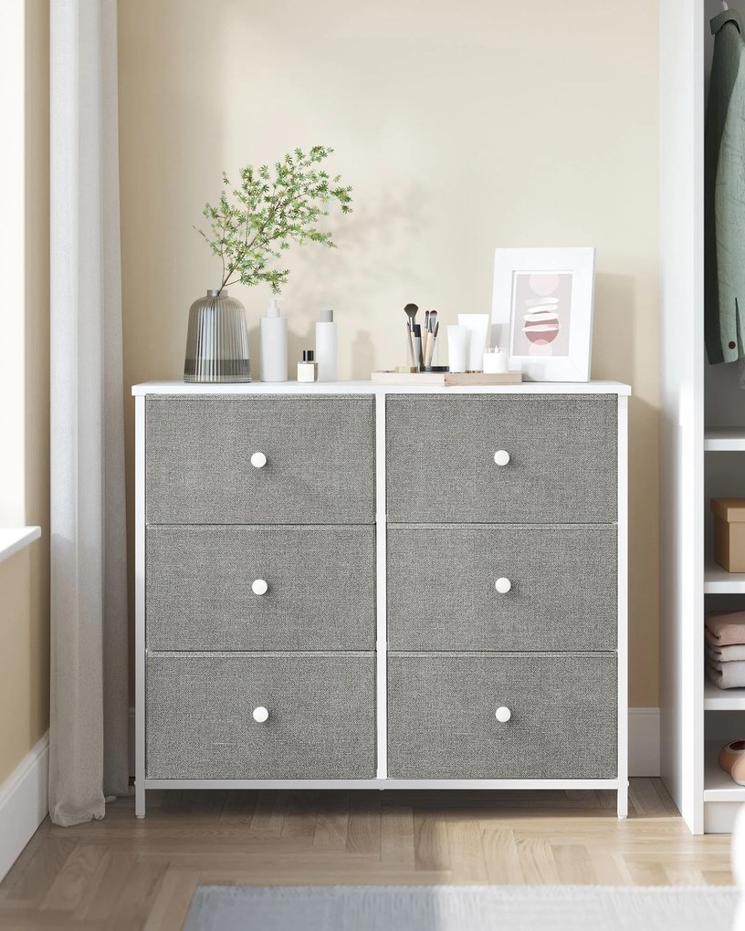 Komoda so zásuvkovými boxmi HESTO 80x71 cm, biela/sivá