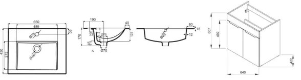 JIKA H4536011763001 - Kúpeľňová skrinka s umývadlom CUBE 60,7x65 cm biela
