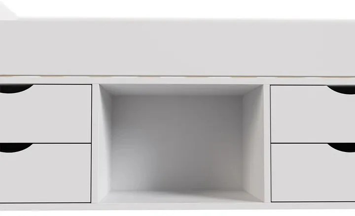 InternetovaZahrada Detská posteľ Nalu 90x200 cm s úložným priestorom - biela