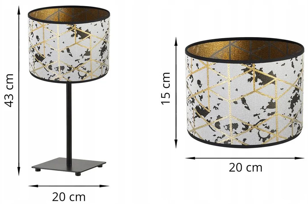 Stolná lampa Werona 5, 1x sivé textilné tienidlo so vzorom, (výber zo 4 farieb konštrukcie), g