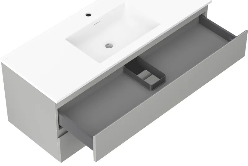 Mexen Orio, kúpeľňová skrinka 120 cm s umývadlom Otis, 2 zásuvky, šedá matná/biela matná, 91A10-12047-2-BFF62-W18M01