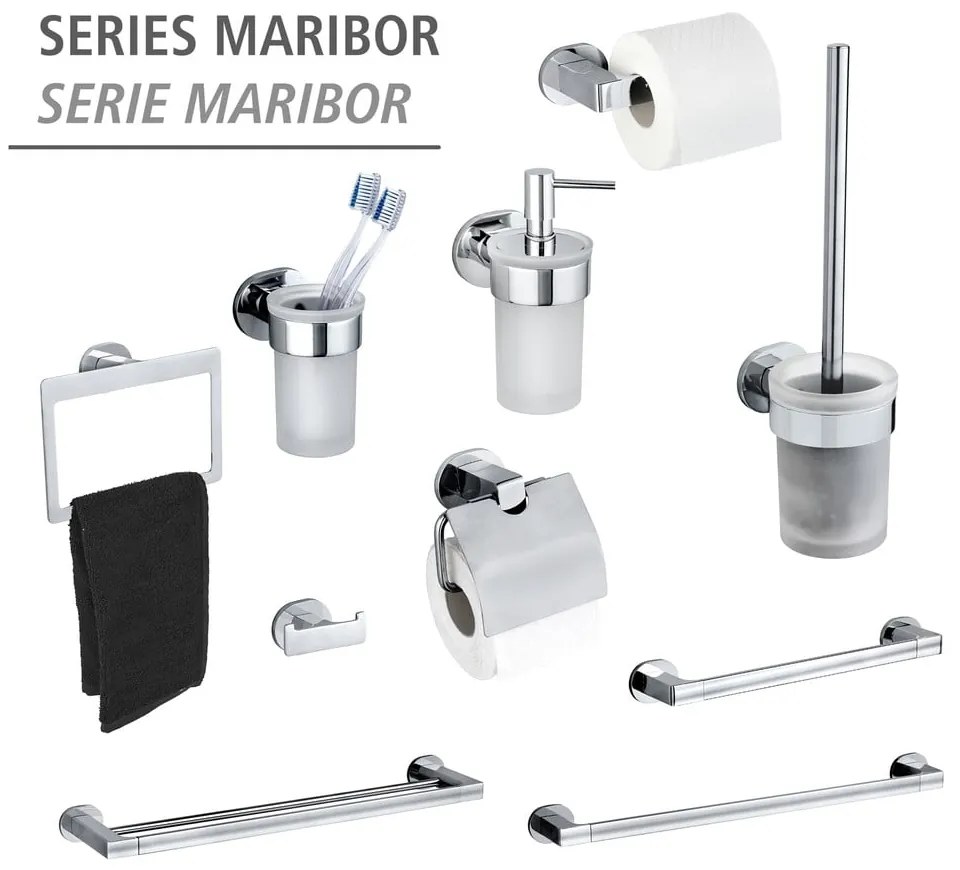 Samodržiaci držiak na uteráky z nehrdzavejúcej ocele v lesklo striebornej farbe Maribor – Wenko