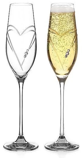 Diamante Swarovski Poháre na sekt Hearts 210 ml, 2 ks