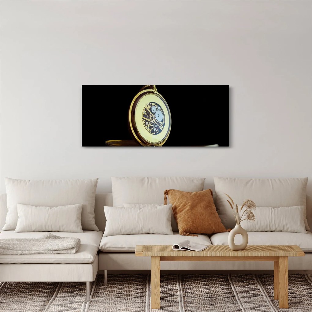 Obraz zlatých vreckových hodiniek (120x50 cm)