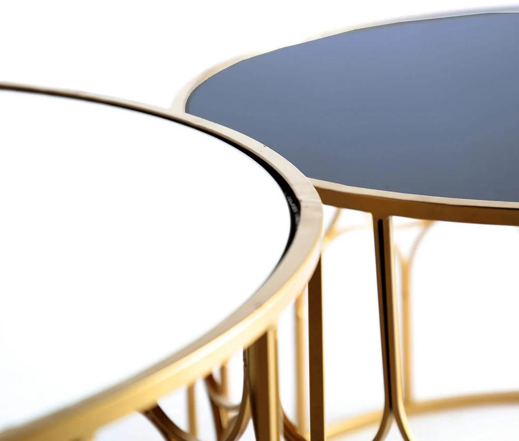 Set 2 konferenčných stolíkov serava 80 x 80 cm zlatých MUZZA