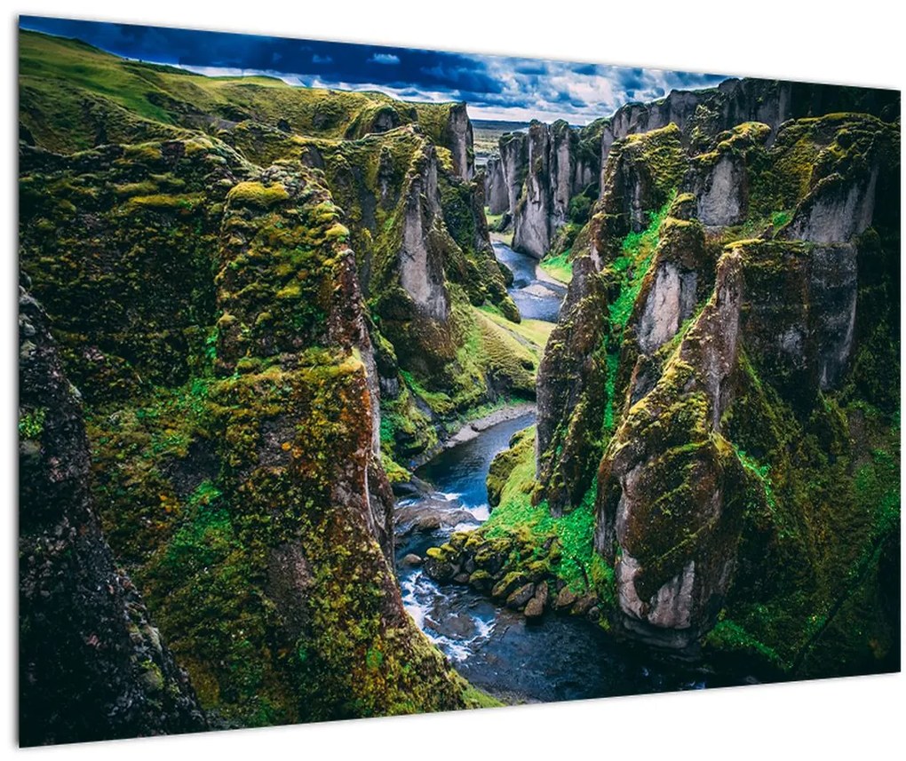 Obraz - Rieka v skalnatom údolí (90x60 cm)