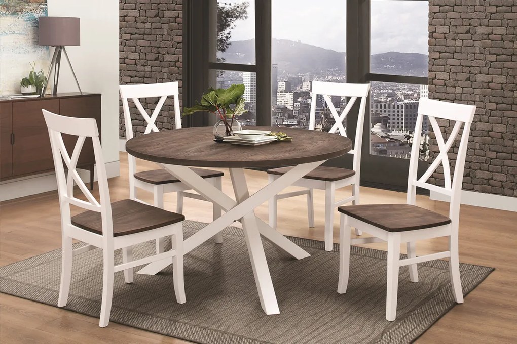 VerDesign, GRENADA drevený jedálenský stôl, biela/ wenge