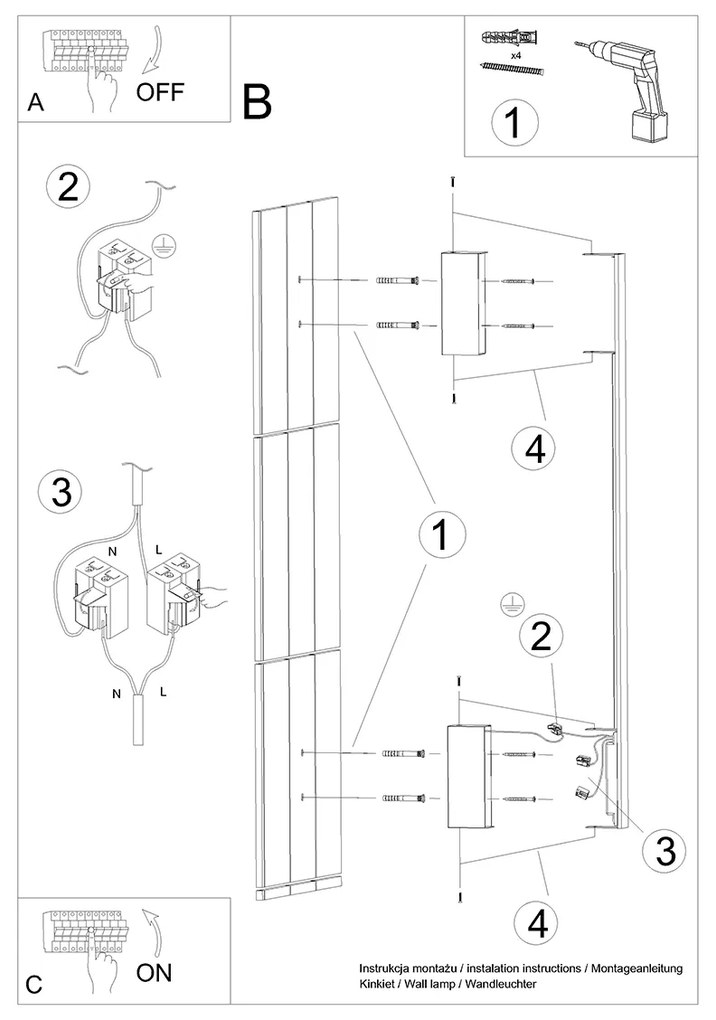 Thoro Lighting Nástenné svietidlo SAPPO L čierne 4000K