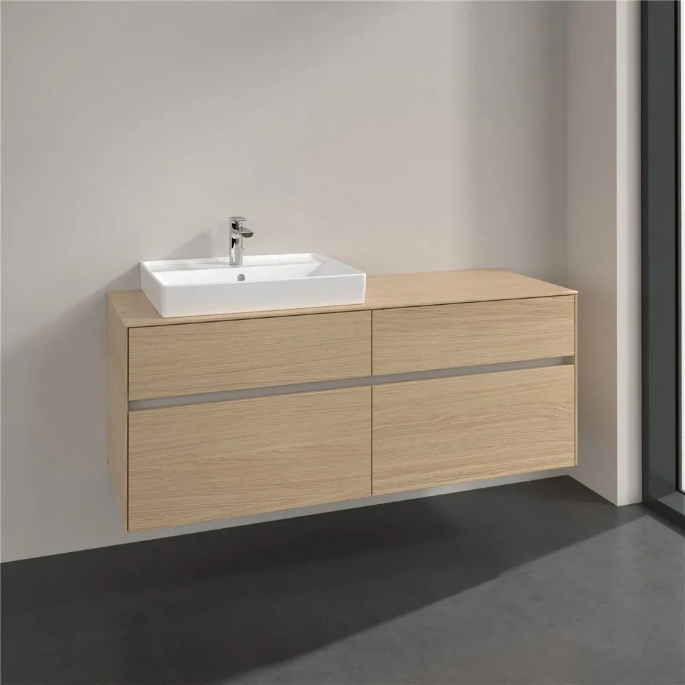 VILLEROY &amp; BOCH Collaro závesná skrinka pod umývadlo na dosku (umývadlo vľavo), 4 zásuvky, 1400 x 500 x 548 mm, Nordic Oak, C08500VJ