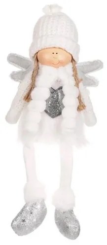 Vianočná dekorácia Anjel so srdcom, v. 41 cm, biela
