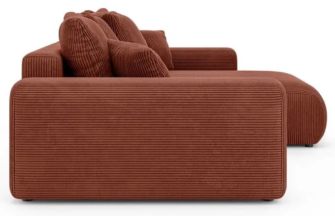 Menčestrová rozkladacia rohová pohovka s úložným priestorom v tehlovej farbe (variabilný roh) Luma – Ropez