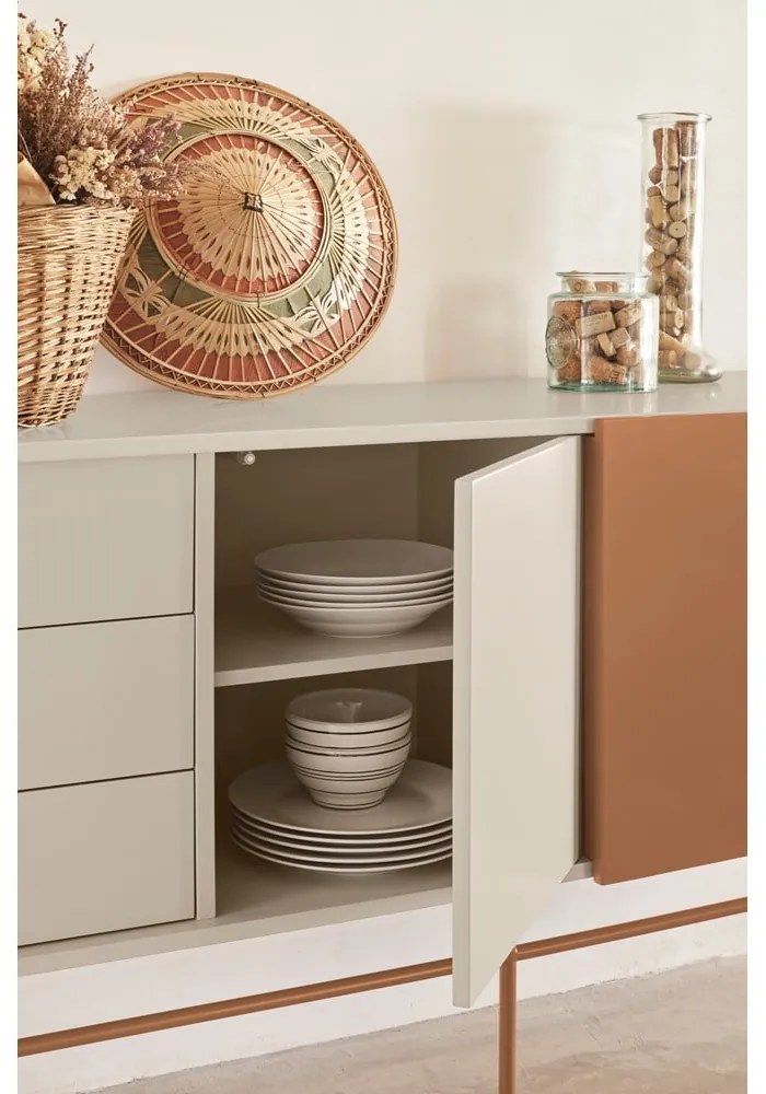 Nízka komoda s posuvnými dverami v béžovo-tehlovej farbe 180x91 cm Nube – Teulat