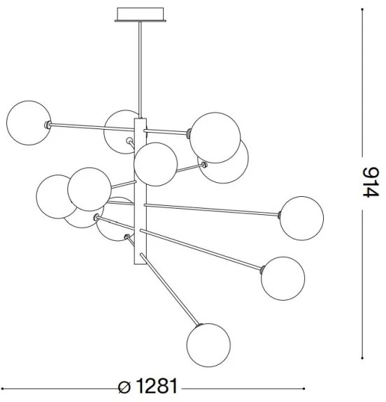 Ideal Lux - LED Luster na tyči EQUINOXE 12xG4/2W/230V pr. 128,1 cm mosadz/dymová