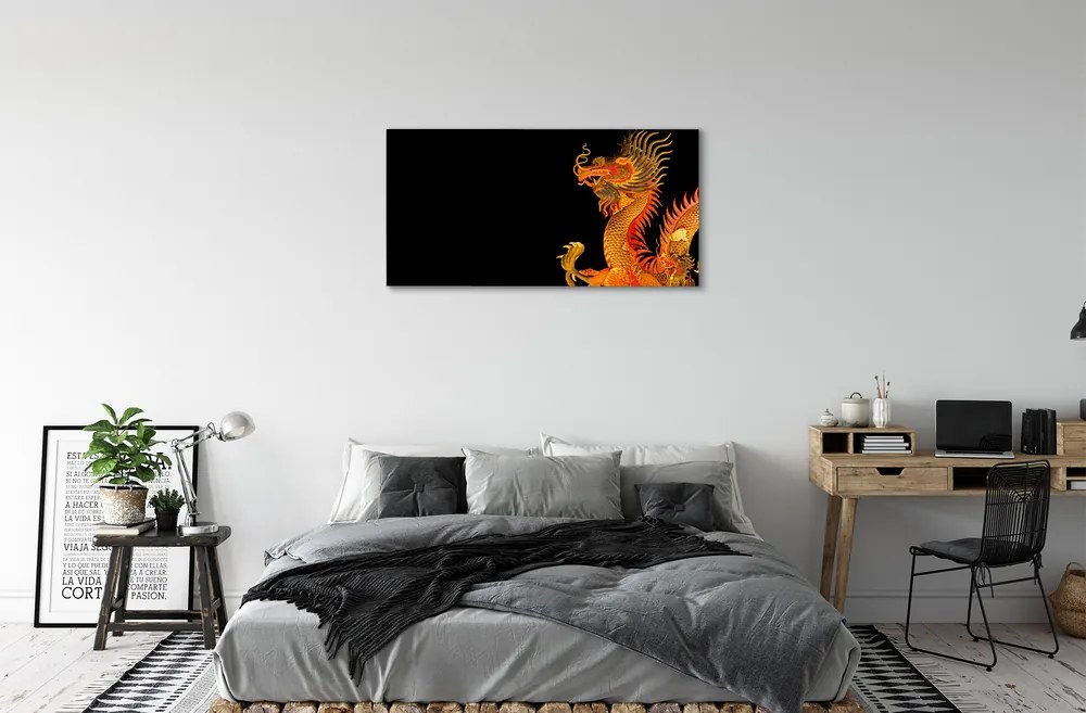 Obraz canvas Japonský zlatý drak 120x60 cm