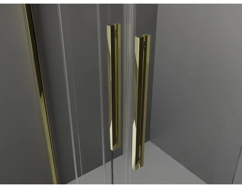 Mexen Velar Duo, posuvné dvere do otvoru 150x200 cm, 8mm číre sklo, zlatá lesklá, 871-150-000-02-50
