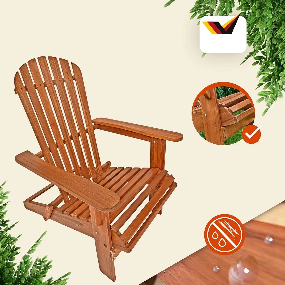 Záhradné lehátko ADIRONDACK, sklápacie, 69x84x94cm, prírodná hnedá Casaria