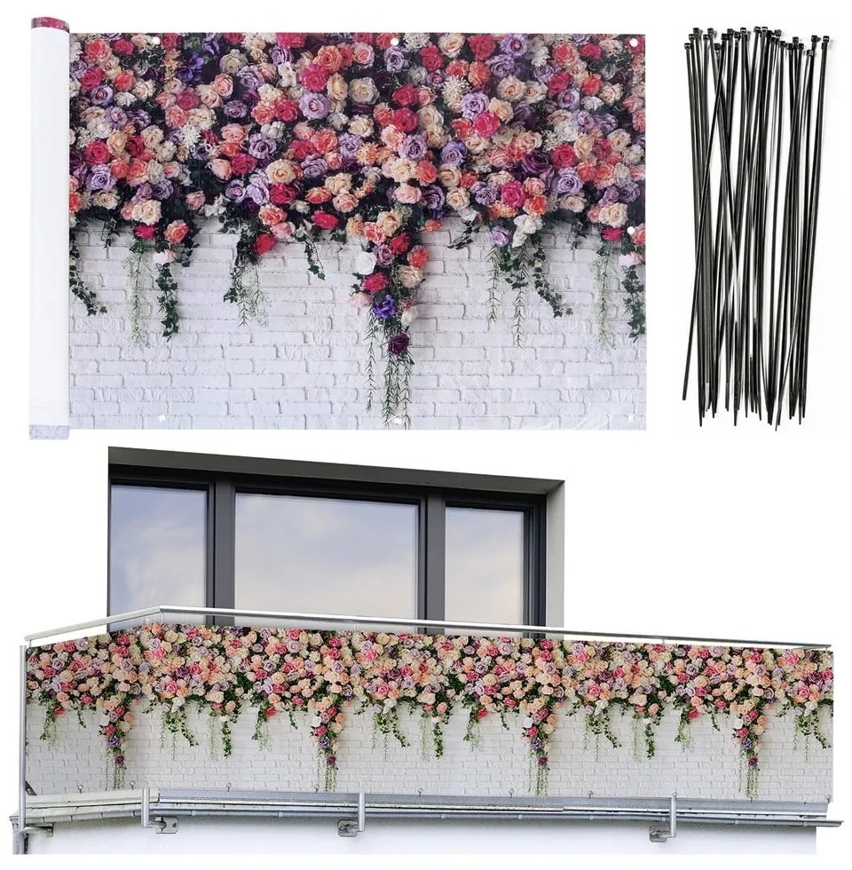 Balkónová zástena 500x85 cm Roses - Maximex
