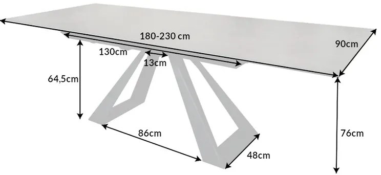 Jedálenský stôl Concord 180-230cm keramický v antracitovej farbe