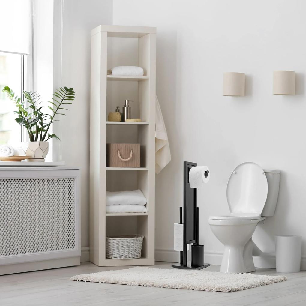 Tutumi, kúpeľňový stojan na toaletný papier a kefu 321502, čierna matná, HOM-04003