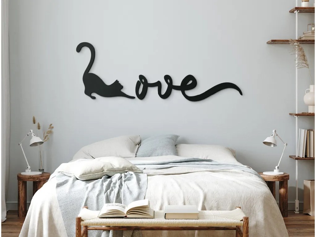 drevko Drevená nálepka na stenu Love Rozmer obrazu: 31,5 x 89 cm, Farba dekorácie: Čierna