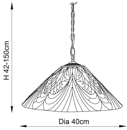 Endon 64162 - Závesný luster Tiffany HECTOR na reťazi 1xE27/60W/230V pr. 40 cm