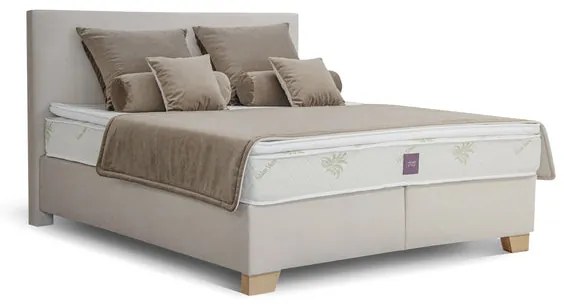 Posteľ Boxspring Jacob 180x200, béžová, vr. matraca a topperu