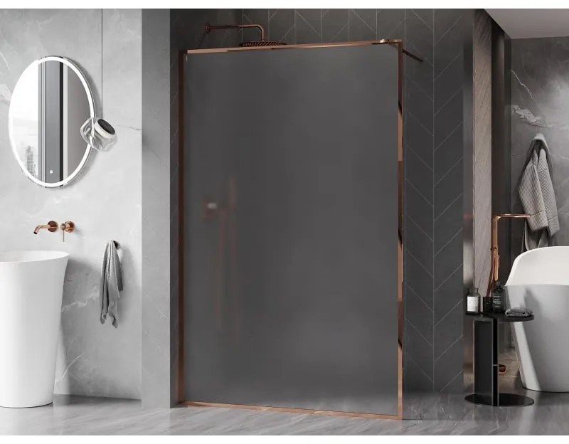 Mexen Kioto-XF, sprchová zástena s rámom 160 x 202 cm, 10mm sklo námraza, profil ružové zlato, 800-160-104-60-30-X