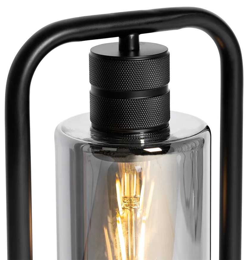 Moderná stolná lampa čierna s dymovým sklom - Stavelot