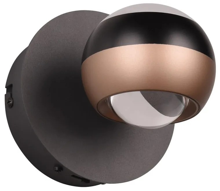 LED nástenné svietidlo ø 10 cm v čierno-medenej farbe Orbit – Trio Select