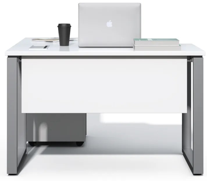 Rohový kancelársky stôl s kontajnerom Houseland Prime Home 01 120 cm biely