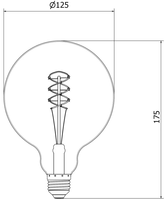 Mexen Vintis, LED žiarovka špirála E27, G125, 8W, Teplá - 2200K, 600 lm, jantárová - L168-E27-0822-50