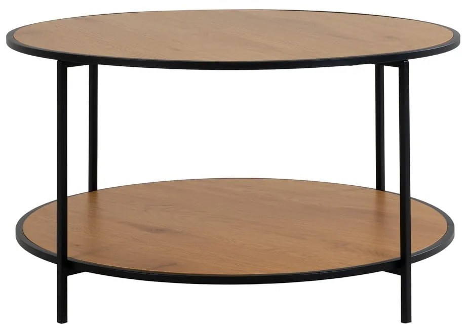 Okrúhly konferenčný stolík s doskou v dubovom dekore v prírodnej farbe ø 80 cm Vita – House Nordic