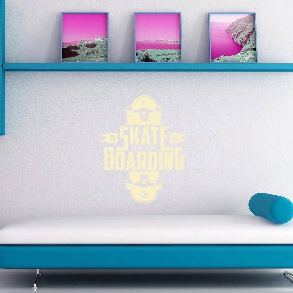 Veselá Stena Samolepka Skateboarding Farba: oranžová, Veľkosť: 100 x 79 cm