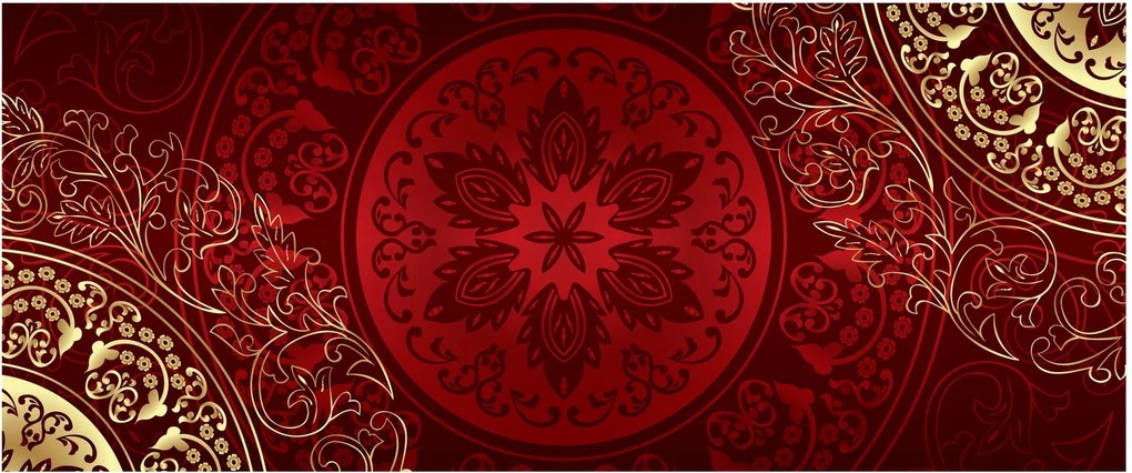 Obraz - Zlaté mandaly (120x50 cm)