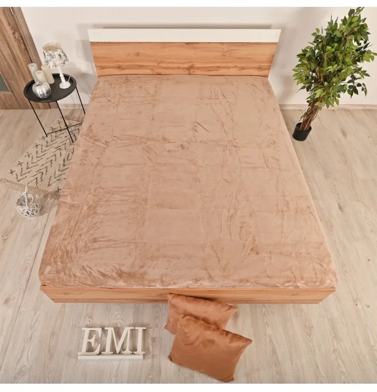 Plachta posteľná z mikroplyšu hnedá EMI, Plachta 90 (100)x200