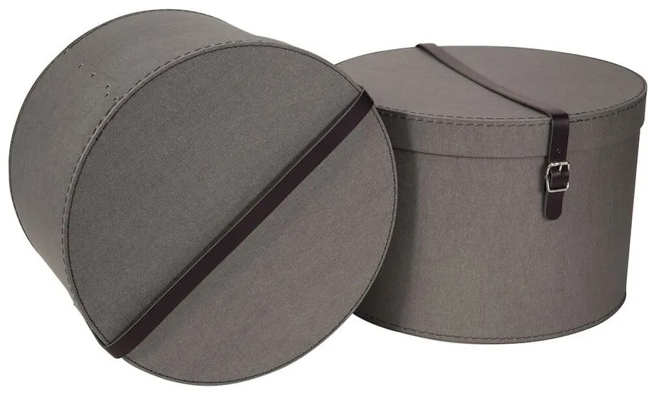 Sivé kartónové úložné boxy v súprave 2 ks s vekom ø 37,5x25,5 cm Rut Canvas Paper Laminate – Bigso