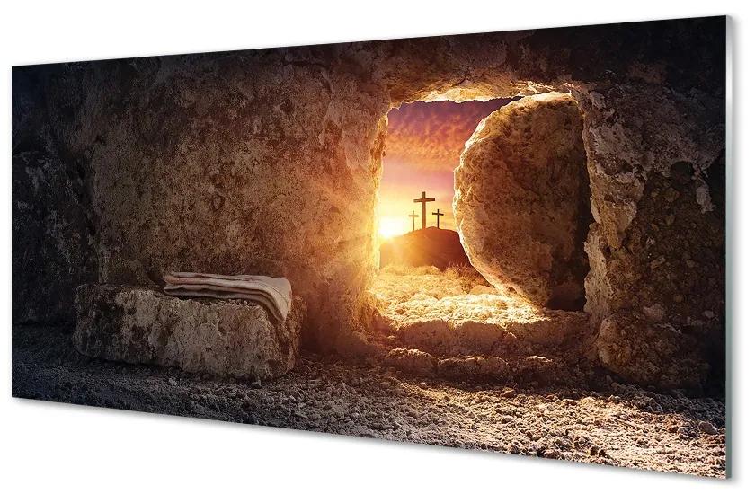 Sklenený obraz Cave krížia slnko 120x60 cm