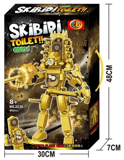 Stavebnica SKIBIDI TOILET XXL 492 dielikov - Titan Clock Man 2.0 28 cm